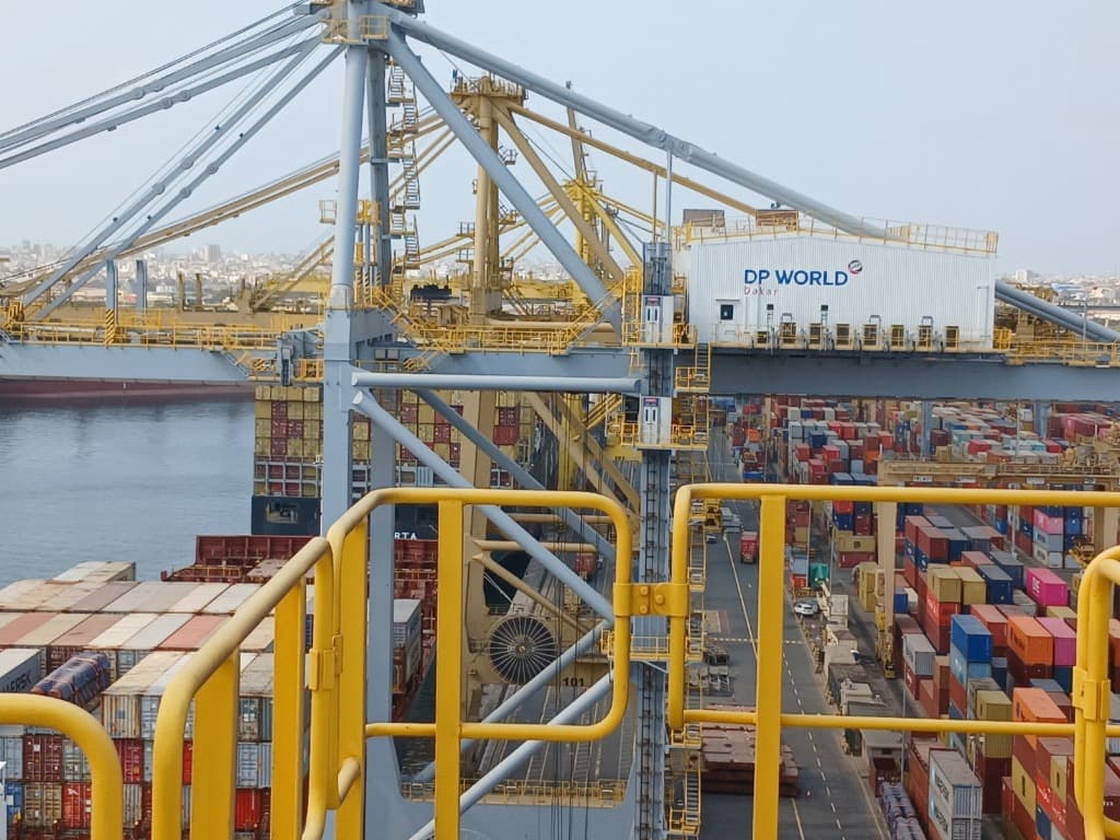 STS gantry cranes and container terminal at DP World